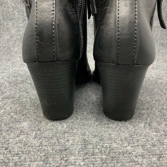Universal Threads Black Faux Leather Shoe Bootie Block Heel Double Zip Size 9.5 - Picture 5 of 12